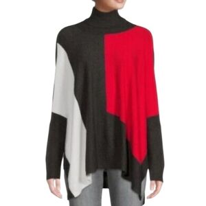 Patrizia Luca black white gold colorblock oversized turtleneck sweater one size